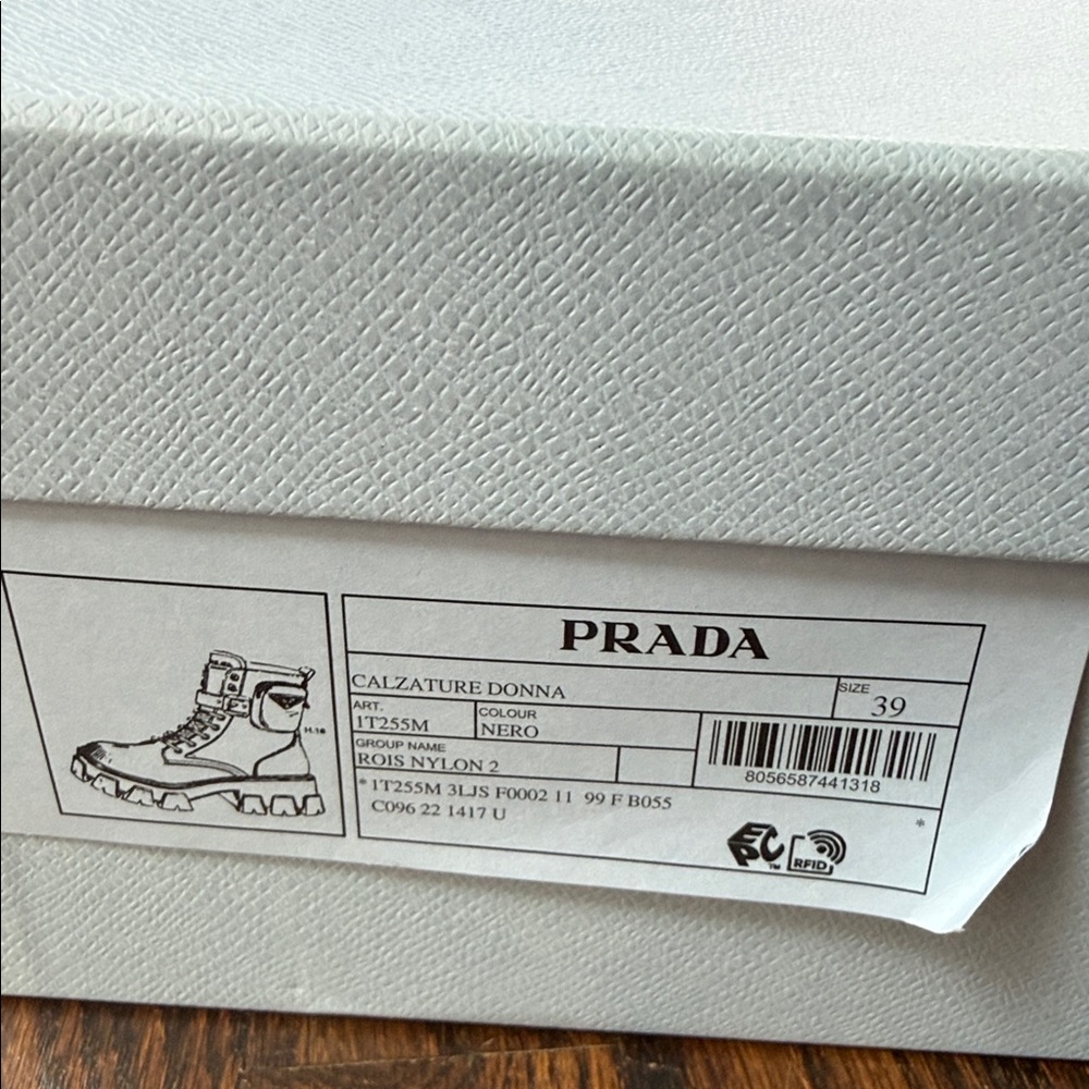 Prada Black Leather Lug-Sole Combat Boots with Detachable Mini Pouch - Picture 16 of 16
